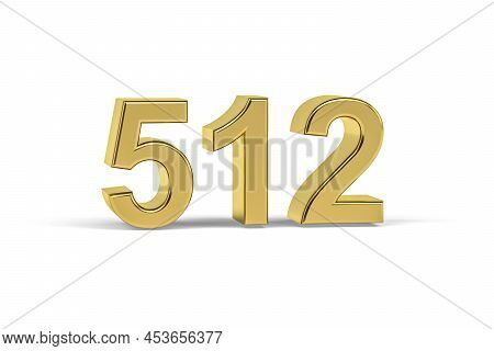 Golden 3d Number 512 - Year 512 Isolated On White Background - 3d Render