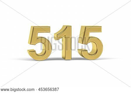 Golden 3d Number 515 - Year 515 Isolated On White Background - 3d Render