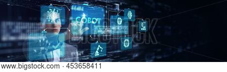Industrial Automation Technology Concept. Collaborative Robot, Cobot