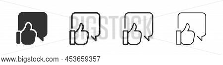 Thumb Up Speech Bubble Icons Collection In Two Different Styles And Different Stroke. Vector Illustr
