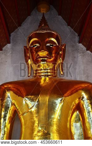 Ancient Phra Chao Ton Luang Buddha Statue In Antique Ubosot  Church For Thai People Travelers Travel