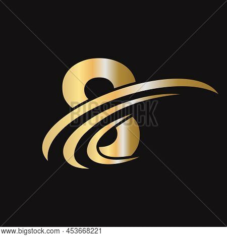 Initial 8 Letter Logo With Luxury Concept. Modern 8 Logo Design Based Alphabet Business Logotype Gol
