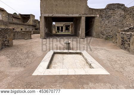 Herculaneum, Campania, Italy - June 29, 2021: Ruins Of An Ancient City Destroyed By The Eruption Of 