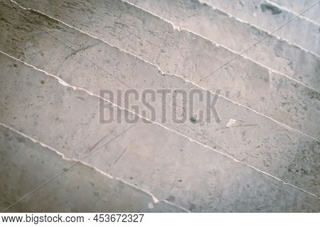 Abstract Real Photo Background. Diagonal Lines. View From Above Concrete Stairs Like Ceramic Stonewa