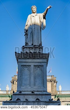 Statue Of Dante Alighieri In Piazza Dante In Naples, Italy.