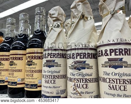 Grovetown, Ga Usa - 02 15 22: Retail Store Worcestershire Sauce In A Bottle Variety