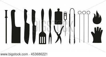 Barbecue, Grill Tools Set. Vector Stock Illustration Isolated On White Background For Design Packagi