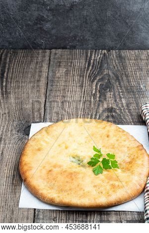 Georgian  Traditional Bread Flatbread On Wooden Table