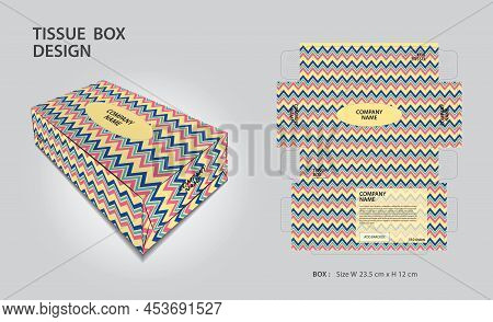 Tissue Box Design Vintage Zig Zag Background, Box Mock Up, 3d Box, Can Be Use Place Your Text And Lo