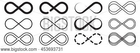 Abstract Infinity Sign Set. Infinity Sign. A Set Of Horizontal Eights. Vector Illustration. Stock Im
