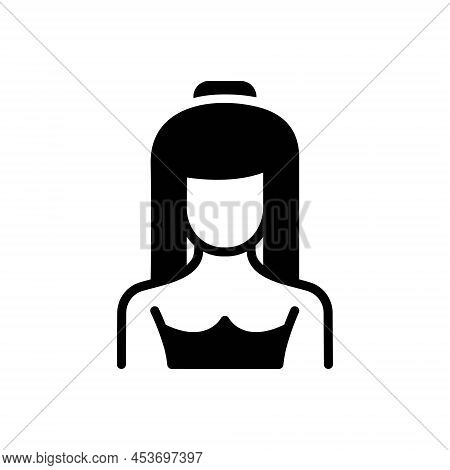 Black Solid Icon For Brunette Brunet Dusky Girl Beautiful Brown Brown-haired Dark Dark-haired Darkis