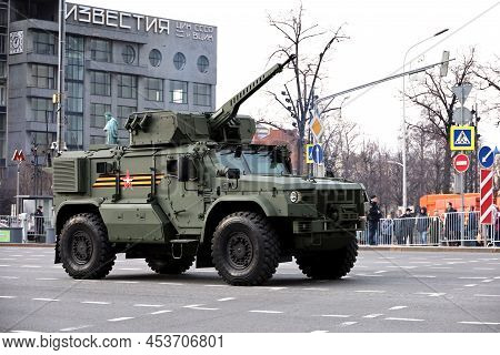 Moscow, Russia - April 2022: Multi Purpose Armored Car K-4386 