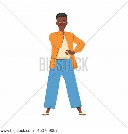 Man Character Pulling Eyelid Showing Hand Gesture Expressing Emotion With Body Language Vector Illus