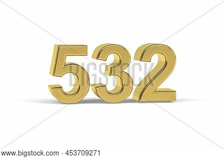 Golden 3d Number 532 - Year 532 Isolated On White Background - 3d Render