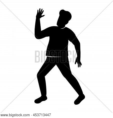 Man Paralysed With Fear Semi Flat Color Vector Character Silhouette. Posing Figure. Full Body Person