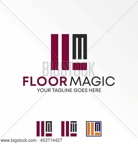 Floor Decor Or Motive Like Letter Fm Or Ee Font In Cutting Block Square Image Graphic Icon Logo Desi