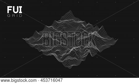 Fui Gui 3d Vector Landscape Scan Grid. Abstract Futuristic Background. Sci-fi Hi-tech Design