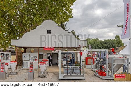 Novi Sad, Serbia - September 21, 2021: Farm Equipment Automation Schauer Company At Agriculture Expo