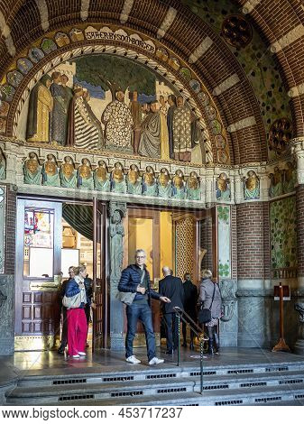 Copenhagen, Denmark - Oct 18, 2018: Ornate Arch Foyer Design Of The Copenhagen City Hall (1905) Coun
