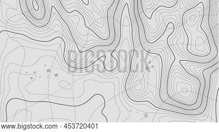 Abstract Paper Cut Shapes. Topographic Map On White Background. Topo Map Elevation Lines. Contour Ve