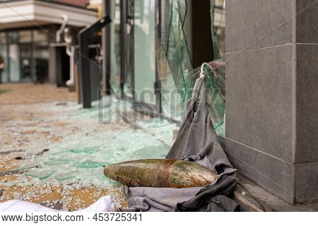 Fragment Metal Military Rocket Bomb During Ukraine War