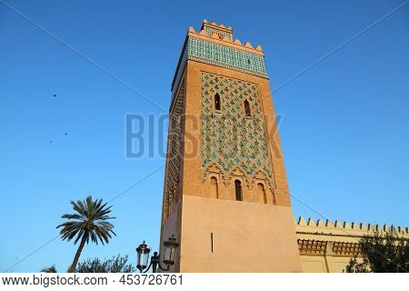 Moulay El Yazid Mosque Minaret Tower In Marrakech City, Morocco.