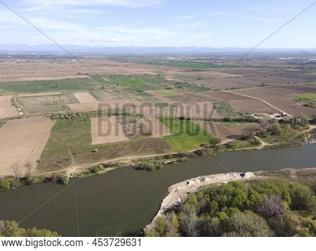 Aerial View Of Chepelarska River, Pouring Into The Maritsa River, Bulgaria