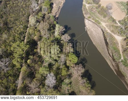 Aerial View Of Chepelarska River, Pouring Into The Maritsa River, Bulgaria