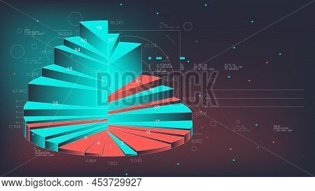 Business Report Infographics, Marketing Chart Steps With Percentages, Statistics And Analytics Futur