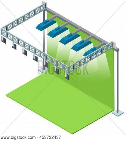 Green Screen Backdrop In Photo Or Film Studio. Chroma Key Compositing Or Chromakey Post-production P