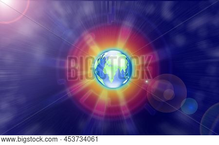 Futuristic Concept Of Analyzing Earth Data To Change It From Red Orange Yellow To Green Blue In The 