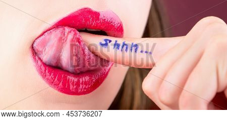 Perfect Natural Lip Makeup. Close-up Beautiful Lips. Sexy Plump Lips Nude Lipstick. Shh. Womens Secr