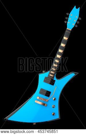 Close-up Of Electric Acoustic Guitar Isolated On Black Background.
