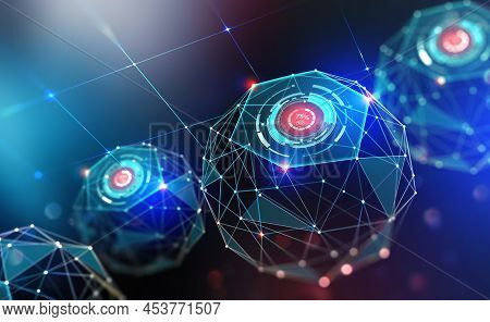 Digital Mind. Work On Creation Of Artificial Intelligence. Wireless Network Technology. 3d Illustrat