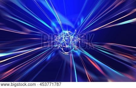 Electrical Impulse. Artificial Intelligence Data Analysts. Future Processor. Quantum Cpu In The Nano