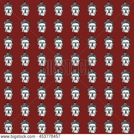 Seamless Vector Pattern Of The Buddha Head.