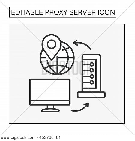 Vpn Line Icon. Change Ip Address And Location.virtual Private Network. Encrypted Connection To The I