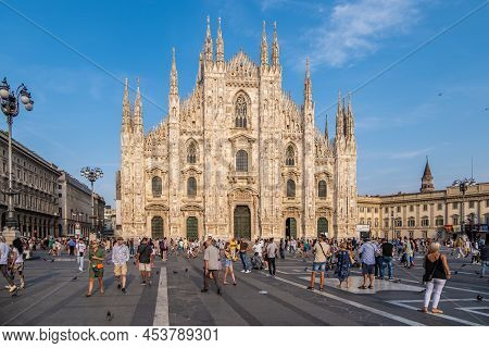 Milan, Italy - August 22, 2021: View Of The Famous Duomo In Milan, Italy