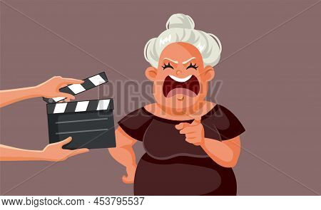 Reality Tv Villain Woman Screaming Vector Cartoon Illustration