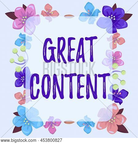 Text Caption Presenting Great Content. Business Concept Satisfaction Motivational Readable Applicabl