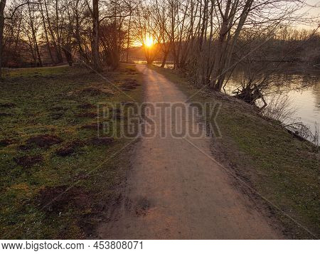 sundown at a lake in the german westphalia