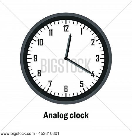 Analog Clock Time. 12.20. With White Background. Vector