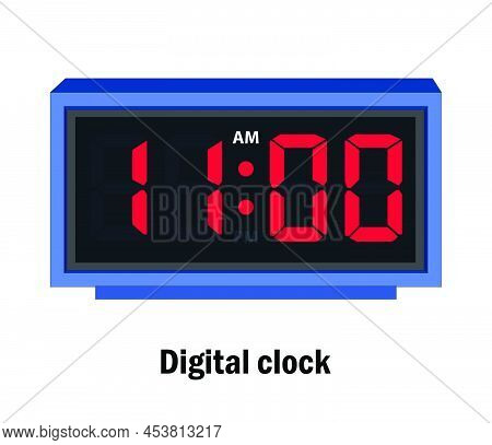 Digital Clock Time. 11.00, A.m Vector. With White Background