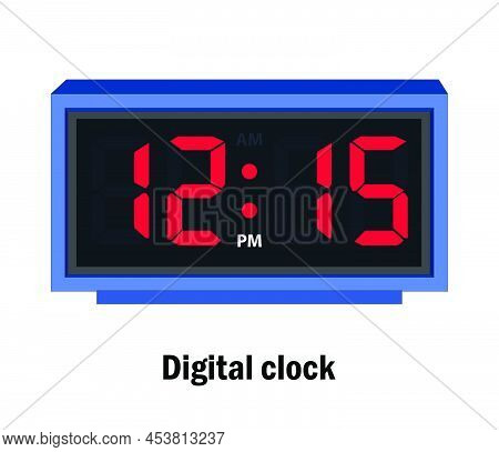 Digital Clock Time. 12.15, P.m Vector. With White Background