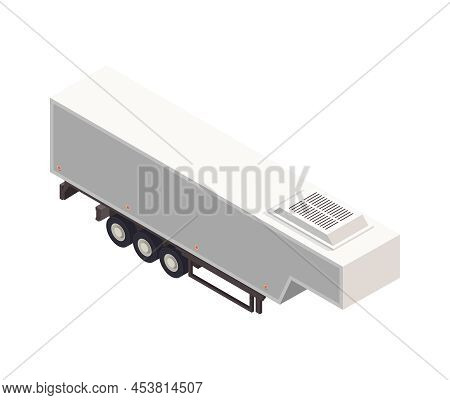 Isometric Icon With White Refridgerated Semitrailer On Blank Background 3d Vector Illustration