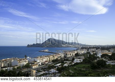 Altea, Alicante, Spain- April 24, 2022: Beautiful Panoramic View Of Altea Village From The Viewpoint