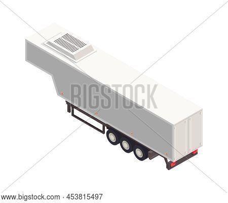 Isometric Refridgerated Semitrailer Of White Color 3d Vector Illustration