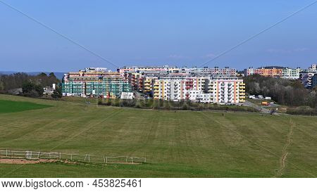 Construction Of New Apartment Buildings In The Housing Estate. Concept For Housing And Construction