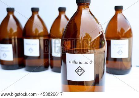 Sulfuric Acid In Bottle, Chemical In The Laboratory And Industry