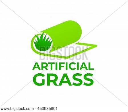 Artificial Grass Or Turf In Roll, Logo Design. Carpeting Artificial Grass And Landscaping, Vector De
